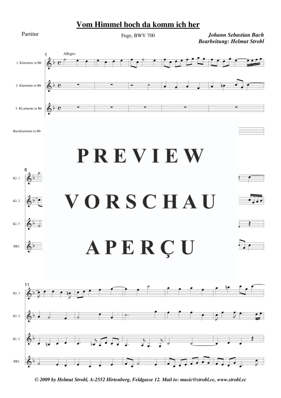 gallery: Vom Himmel hoch da komm ich her Fuge, , Klarinettenquartett