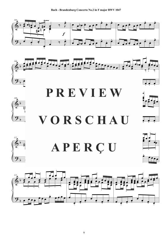 Product gallery: Page 10 of 11 Brandenburg Concerto No. 2 in F major BWV 1047, , Solo Piano