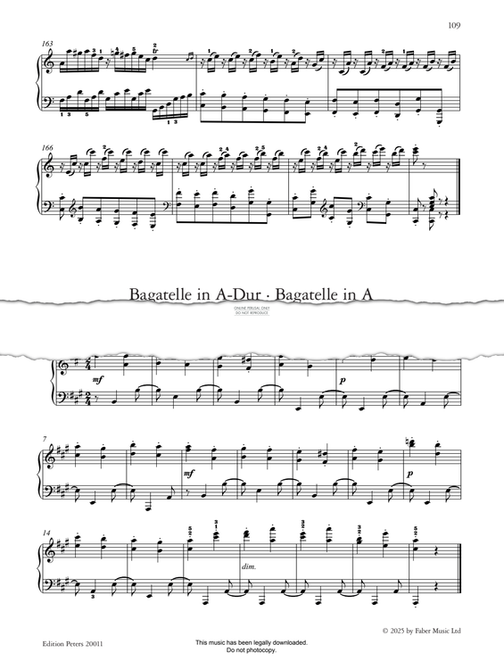Produktgalerie: Seite 1 von 1 Bagatelle in A, Op. 119 No. 10 (from 11 Bagatelles), Ludwig van Beethoven, Klavier