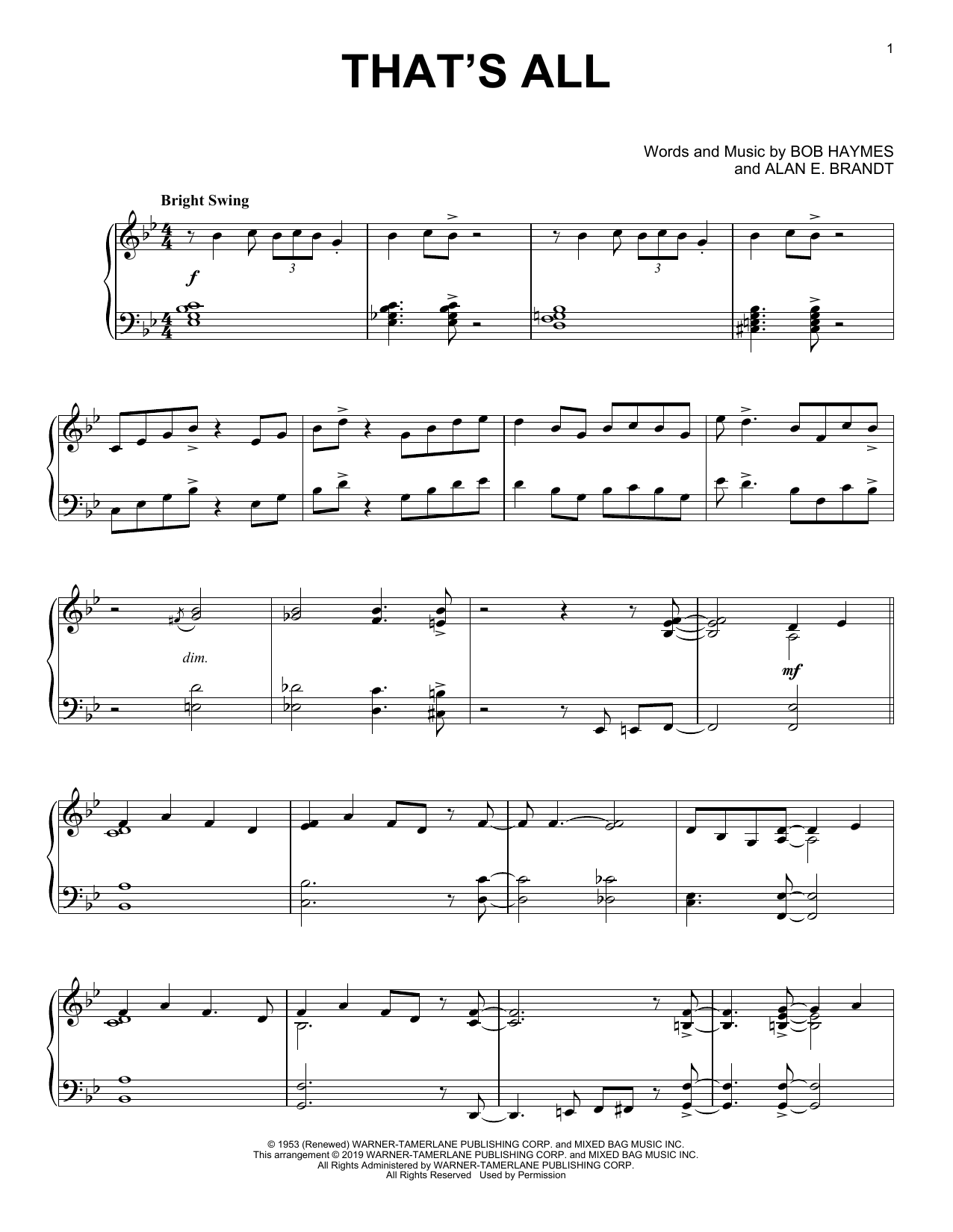 Produktgalerie: Seite 1 von 1 That's All, Alan E. Brandt, Klavier