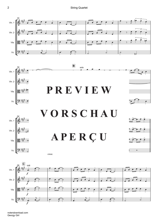 Produktgalerie: Seite 3 von 16 Georgy Girl , Seekers, The, (Streicher Quartett)