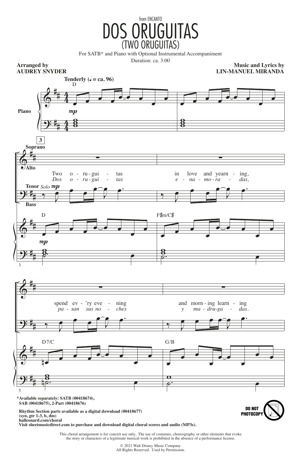 Produktbild zu: Dos/Two Oruguitas (from Encanto) (arr. Audrey Snyder)