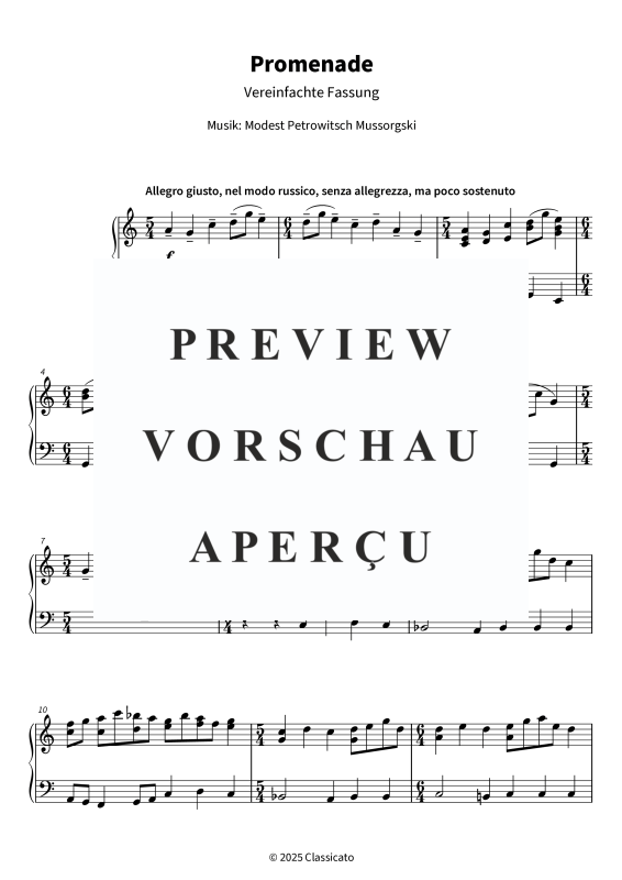 gallery: Promenade - Vereinfachte Fassung, , (Klavier Solo)