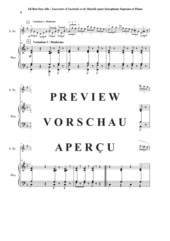 Product gallery: Page 9 of 21 Souvenirs d´Australie et de Manille , , (soprano saxophone + piano)