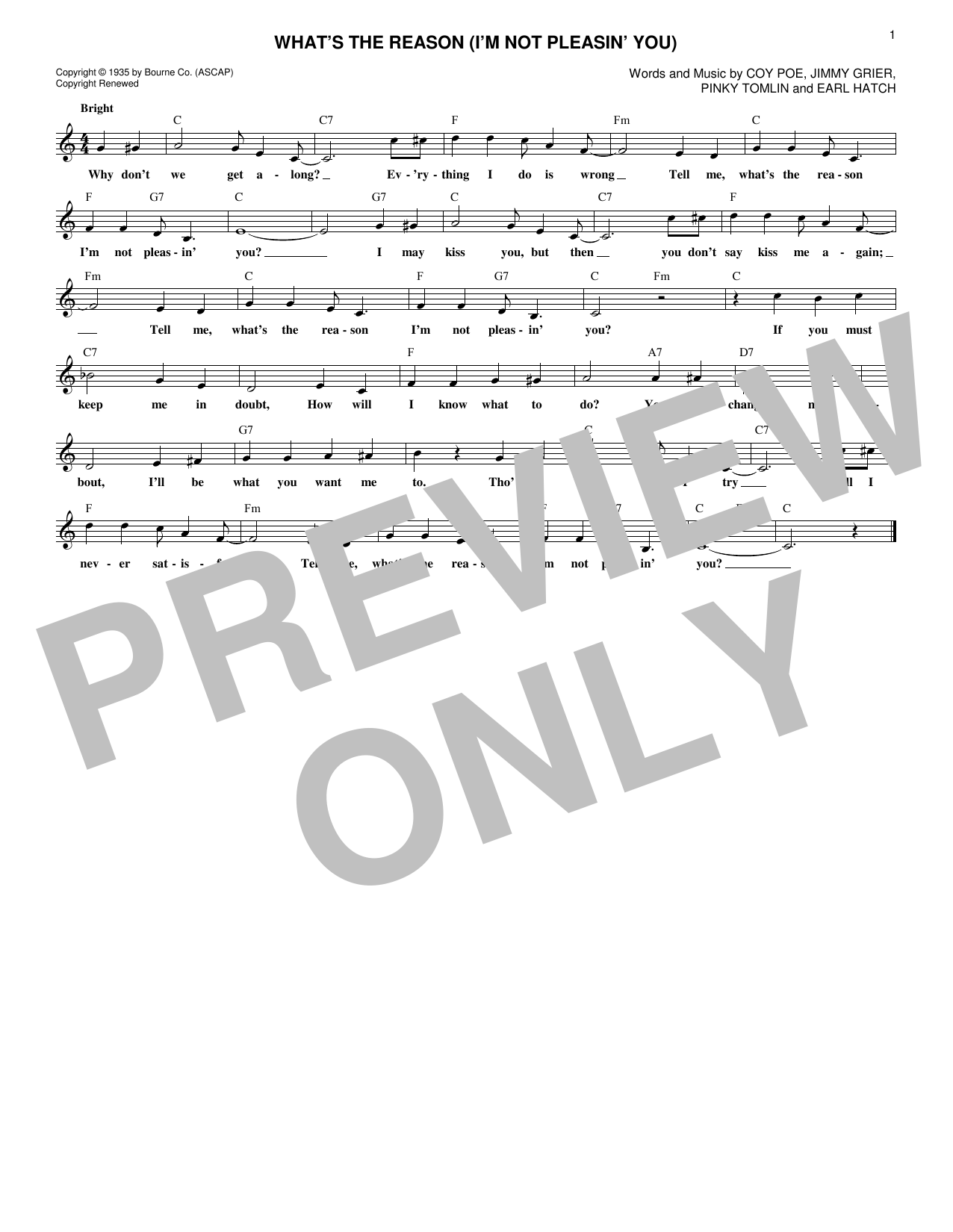 Product gallery: Page 1 of 1 What's The Reason (I'm Not Pleasin' You), Pinky Tomlin