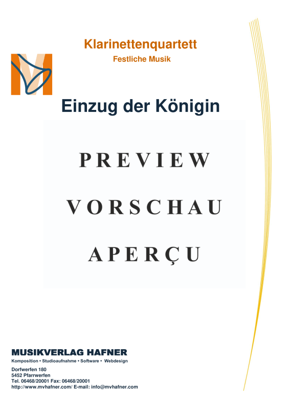 Product gallery: Page 4 of 11 Einzug der Königin, , (Clarinet Quartet)