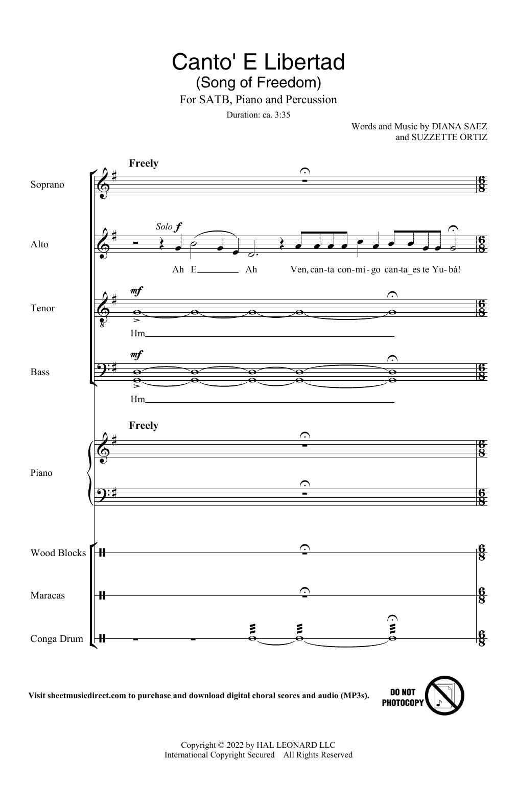 Produktgalerie: Seite 1 von 1 Canto' E Libertad (Song of Freedom), Diana Saez & Suzzette Ortiz, Chor