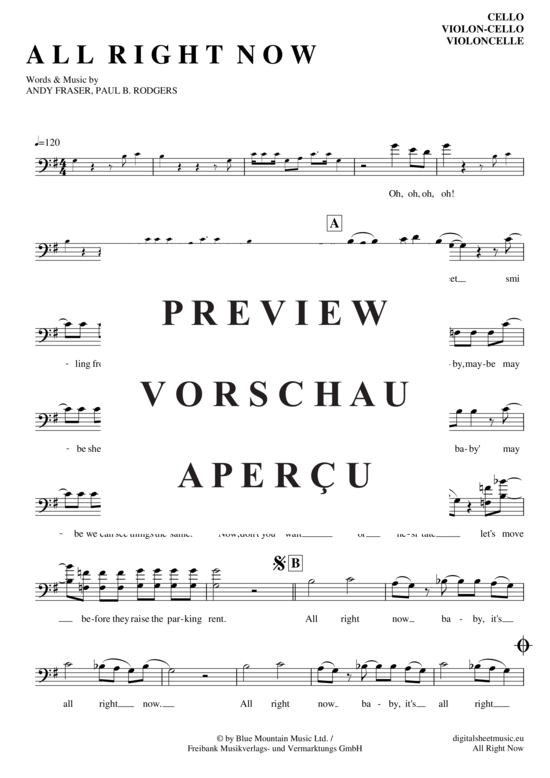 Produktgalerie: Seite 2 von 4 All right now , Free, (Violon-Cello)