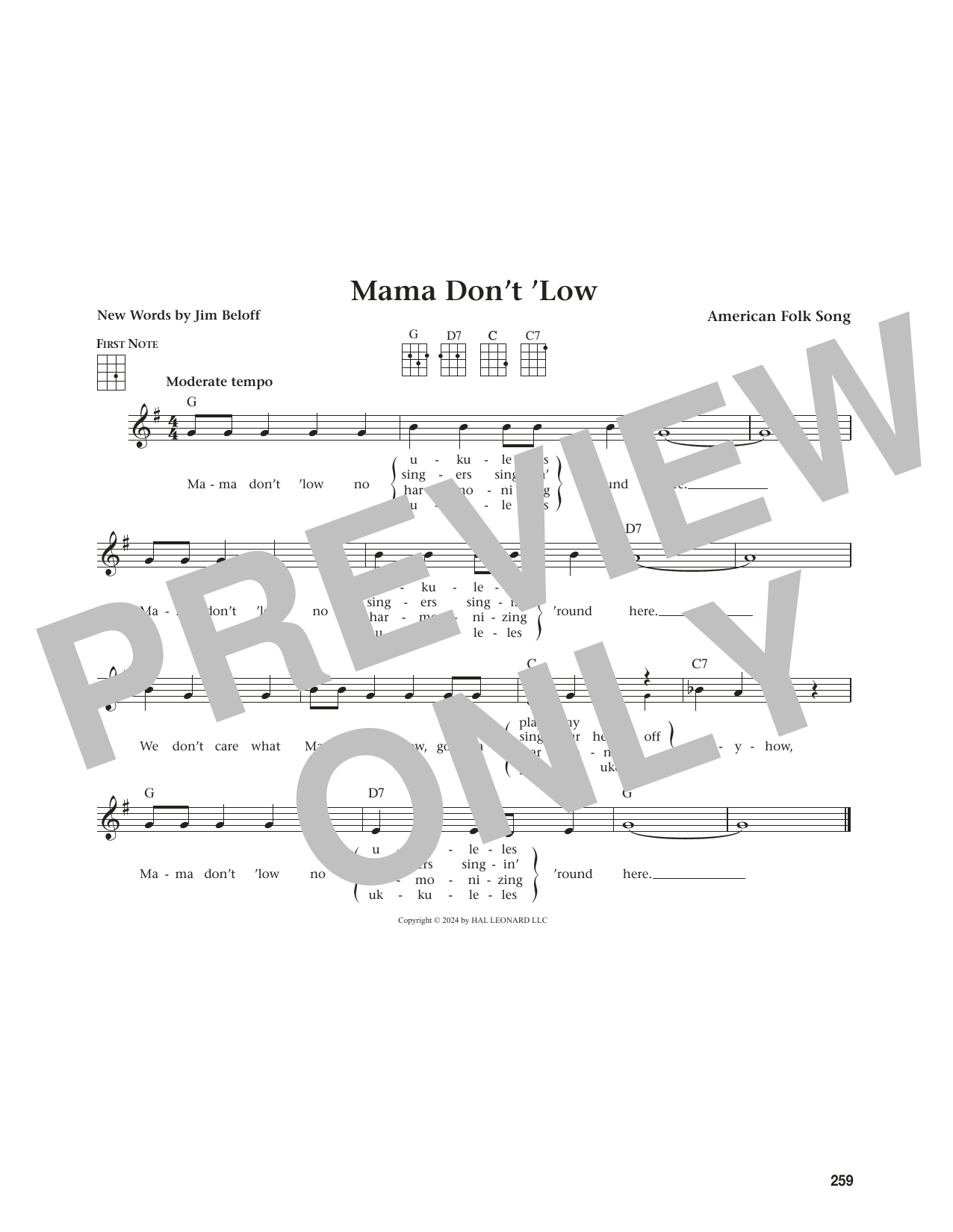 Produktgalerie: Seite 1 von 1 Mama Don't 'Low (from The Daily Ukulele) (arr. Jim Beloff), American Folk Song, Ukulele