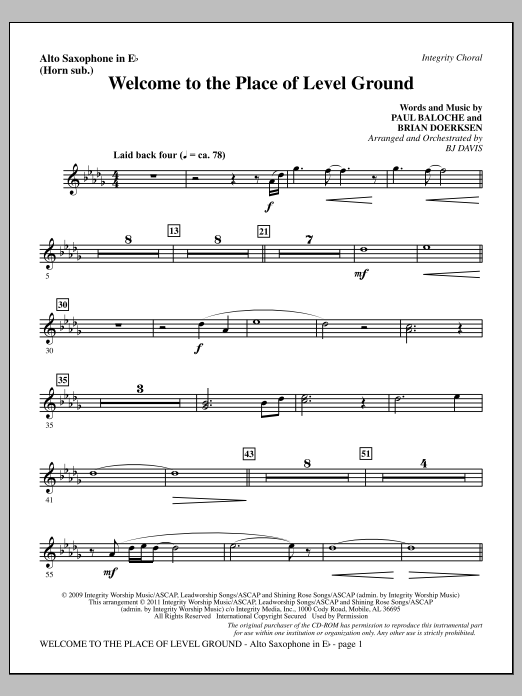 Produktgalerie: Seite 1 von 1 Welcome To The Place Of Level Ground - Alto Sax (sub. Horn), BJ Davis, Chor
