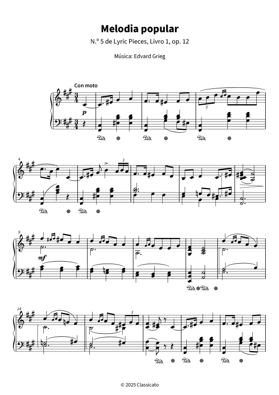 Product gallery: Page 1 of 6 Melodia popular - N.º 5 de Lyric Pieces, Livro 1, op. 12, , Piano Solo