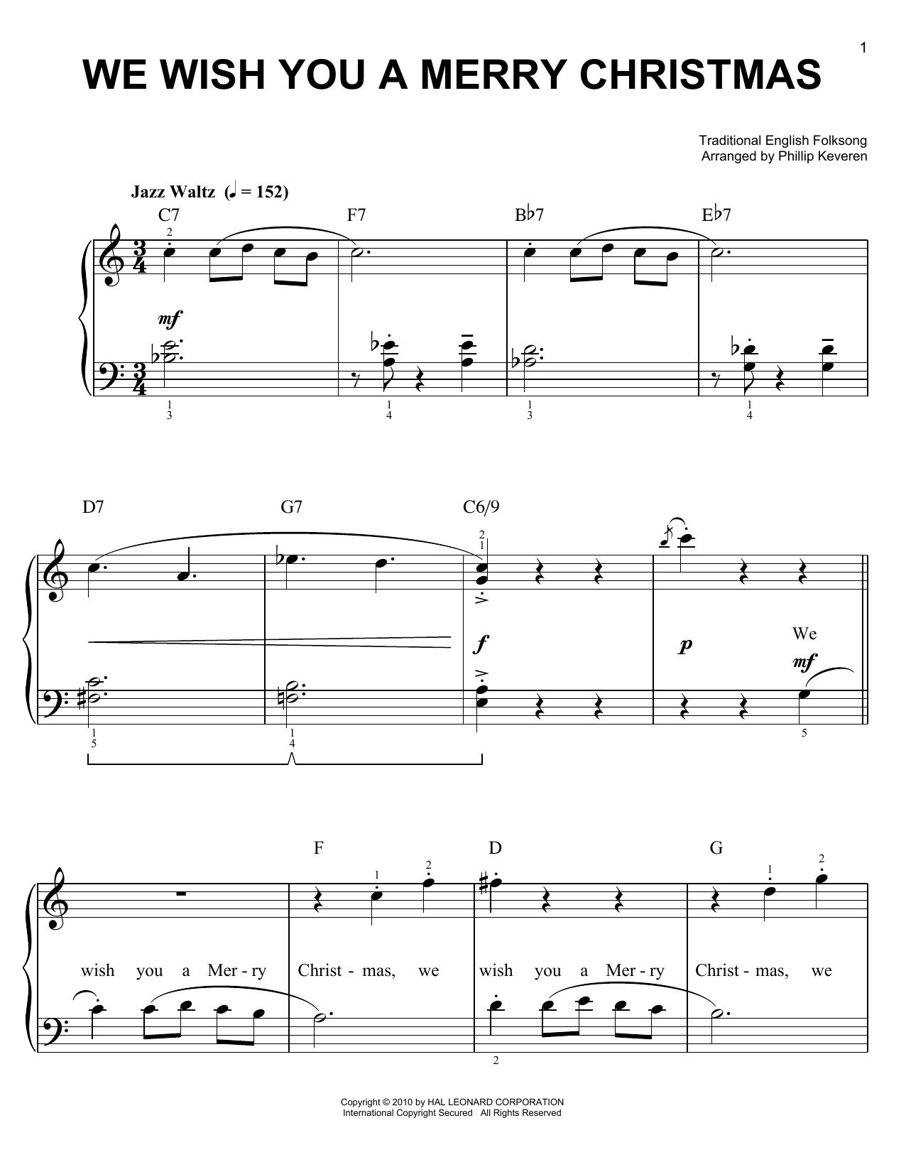 Product gallery: Page 1 of 1 We Wish You A Merry Christmas [Jazz version] (arr. Phillip Keveren), Traditional English Folksong