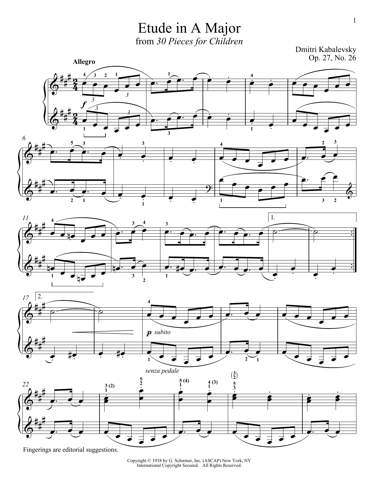 Produktbild zu: Etude In A Major, OP. 27, No. 26