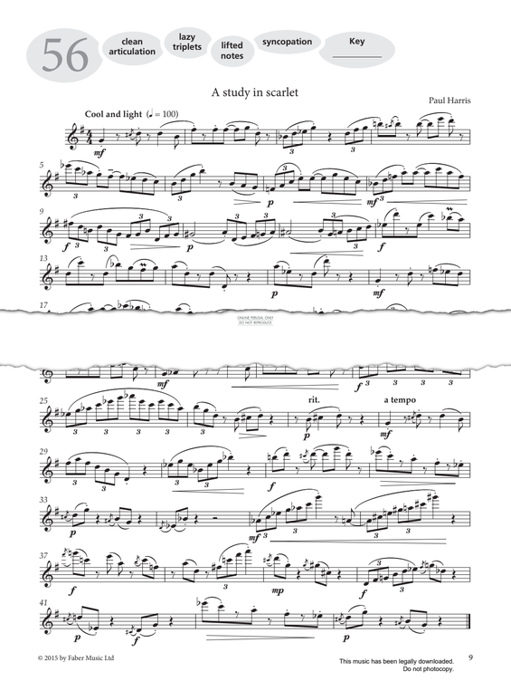 Product gallery: Page 1 of 1 Study No.56 'A Study In Scarlet' (from 'More Graded Studies For Flute Book Two'), Paul Harris