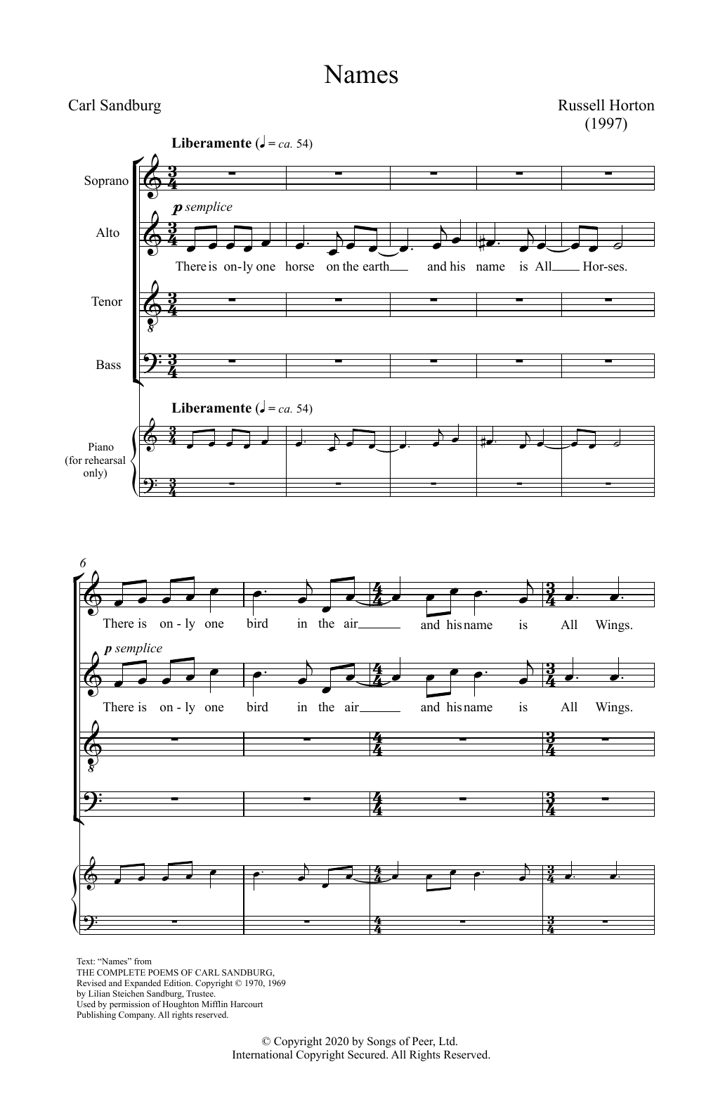 Produktgalerie: Seite 1 von 1 Names, Russell Horton, Chor