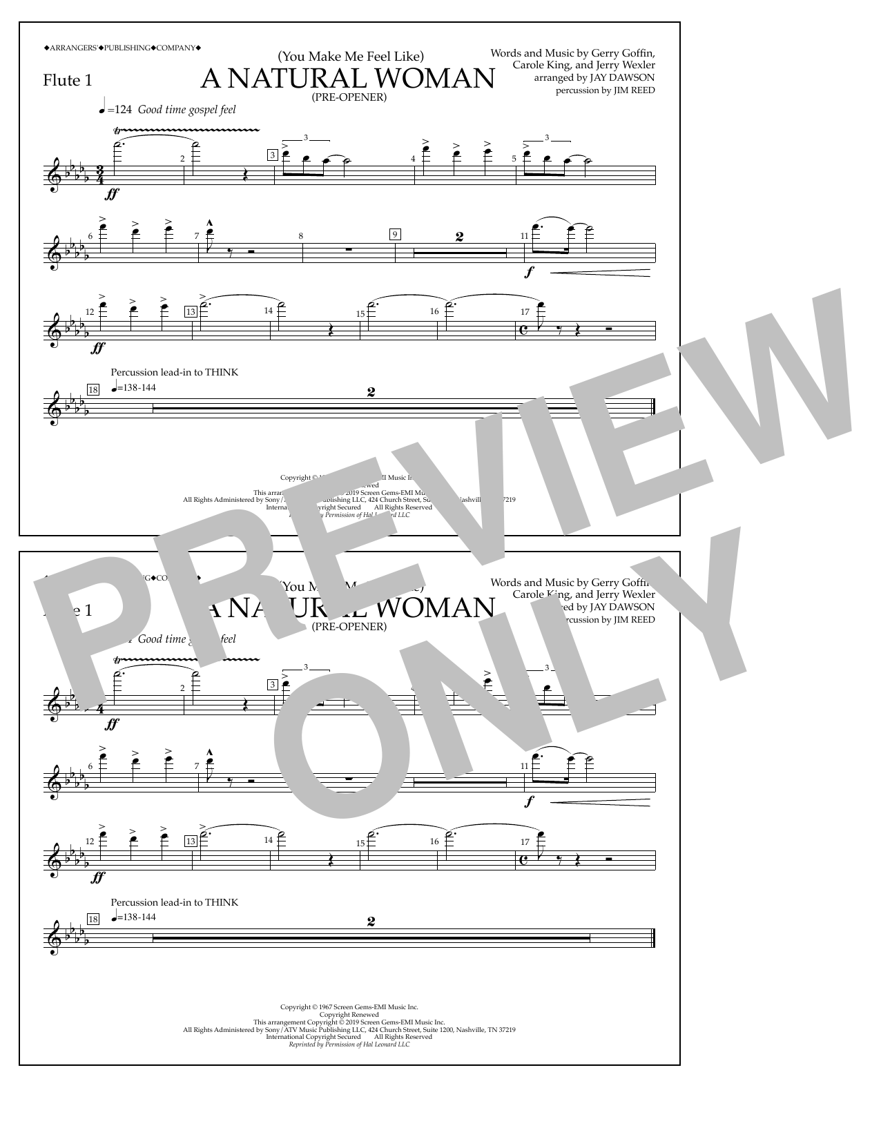 Product picture to: (You Make Me Feel Like) A Natural Woman (Pre-Opener) (arr. Jay Dawson) - Flute 1