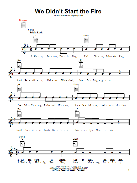 Product gallery: Page 1 of 1 We Didn't Start The Fire, Billy Joel