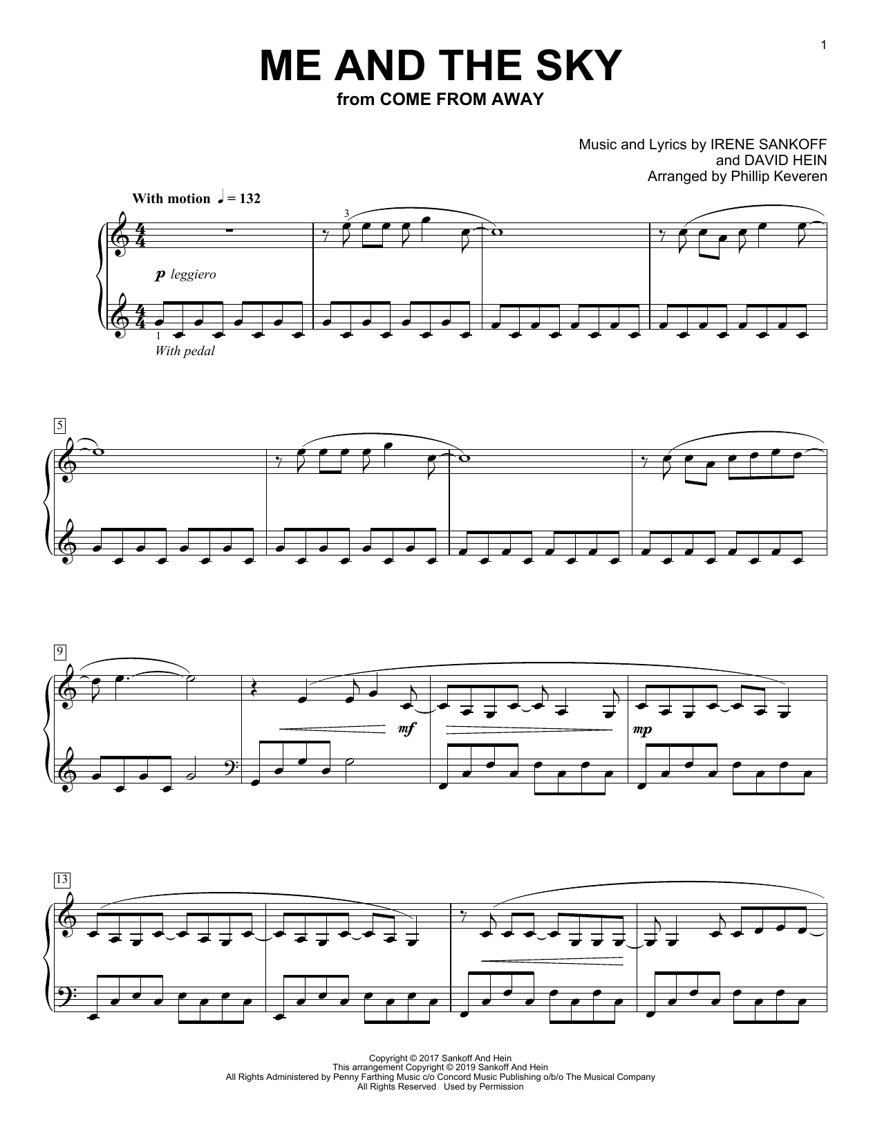Product picture to: Me And The Sky [Classical version] (from Come From Away) (arr. Phillip Keveren)
