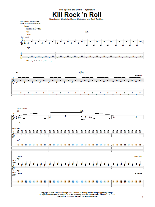 Produktgalerie: Seite 1 von 1 Kill Rock 'N Roll, System Of A Down, Gitarre