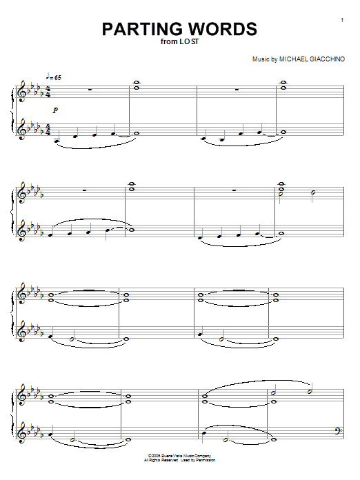 Product gallery: Page 1 of 1 Parting Words, Michael Giacchino