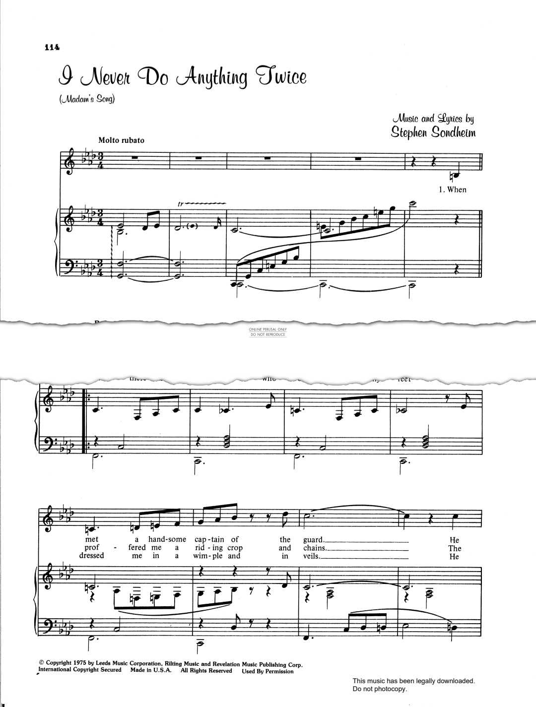 Produktbild zu: I Never Do Anything Twice (The Madam's Song)