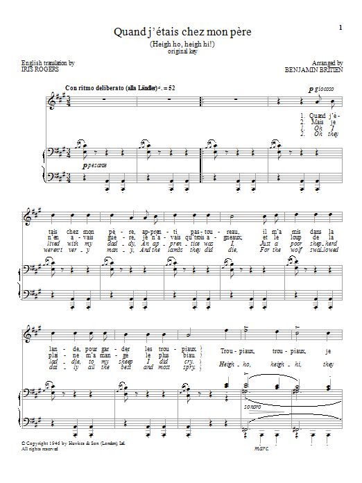 Product picture to:  Quand j'étais chez mon père - Benjamin Britten