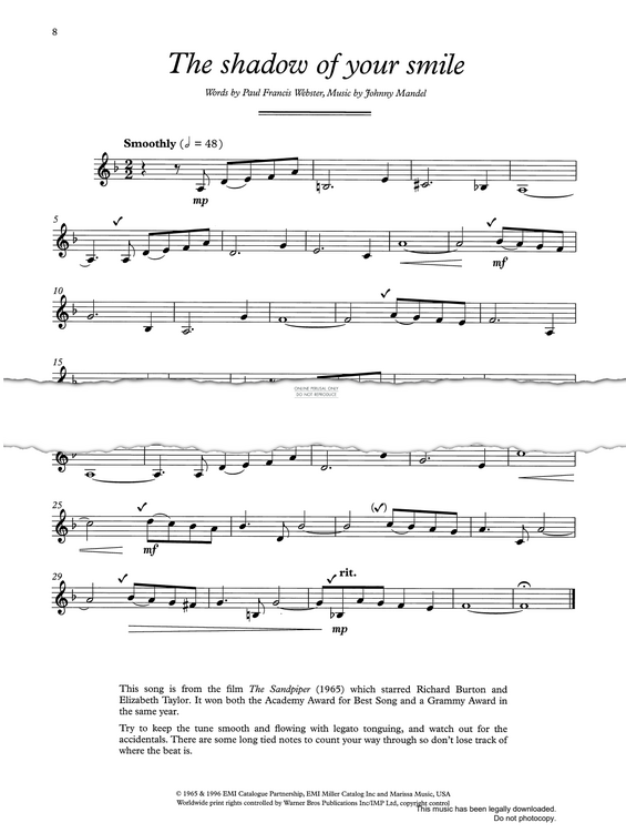 Product gallery: Page 1 of 1 The Shadow Of Your Smile, Johnny Mandel