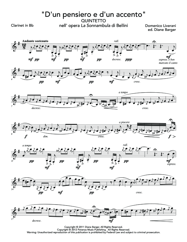 Product gallery: Page 1 of 9 D´un pensiero e d´un accento Quintetto nell´opera La Sonnambula di Bellini, , (Klarinette Solo)