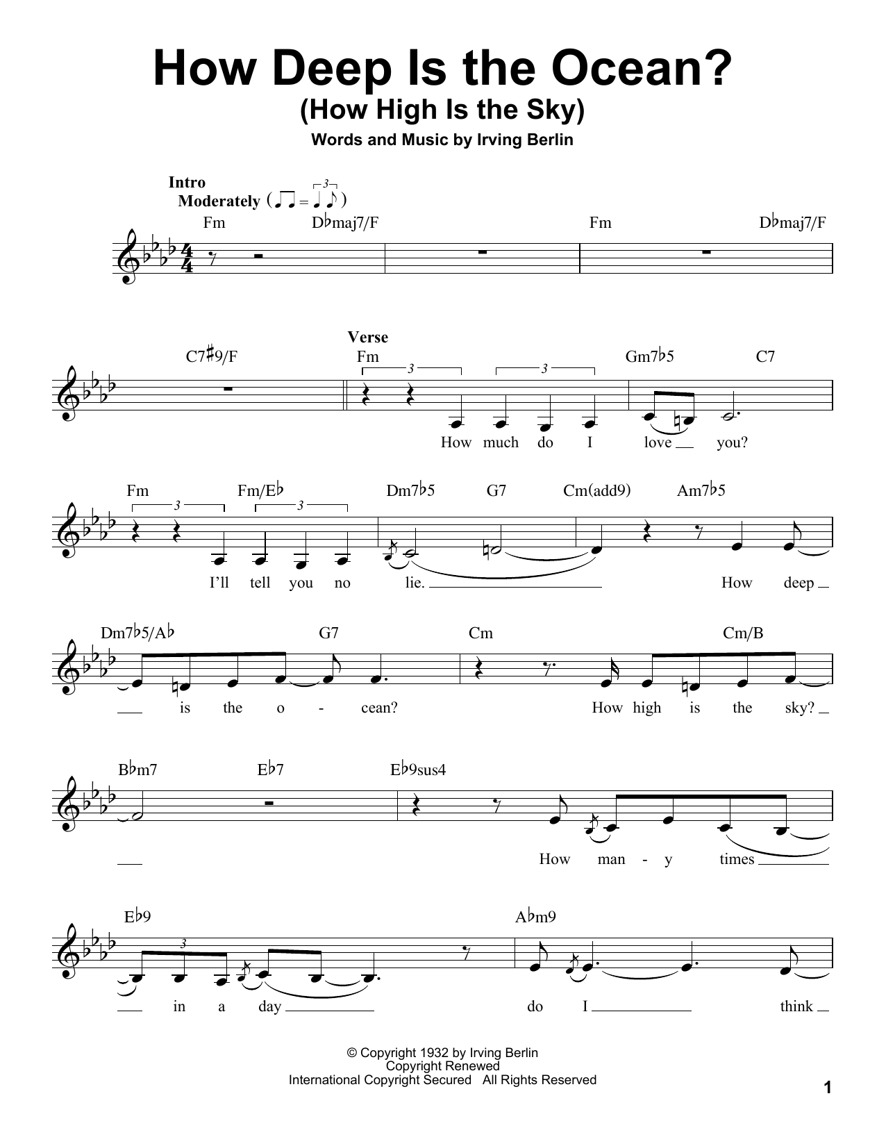 Product gallery: Page 1 of 1 How Deep Is The Ocean (How High Is The Sky), Irving Berlin