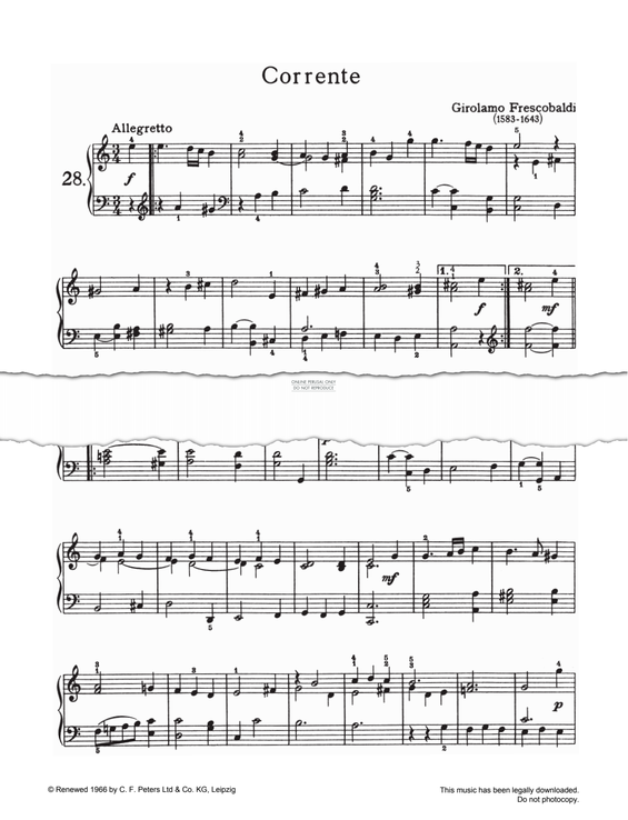 Produktgalerie: Seite 1 von 1 Corrente, Girolamo Frescobaldi, Klavier