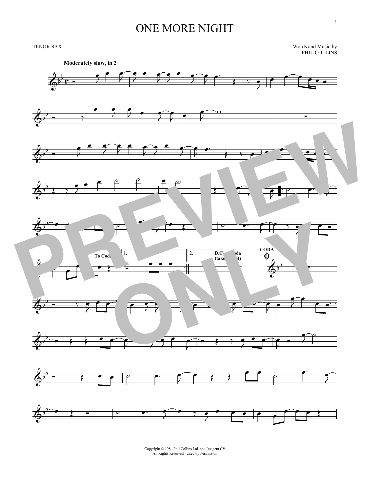 Product gallery: Page 1 of 1 One More Night, Phil Collins