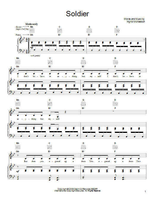 Produktgalerie: Seite 1 von 1 Soldier, Ingrid Michaelson, Gesang, Gitarre, Klavier