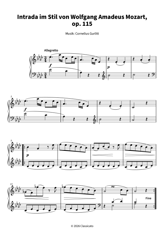 Produktgalerie: Seite 1 von 6 Intrada im Mozart-Stil über "Ach du lieber Augustin", , Klavier Solo