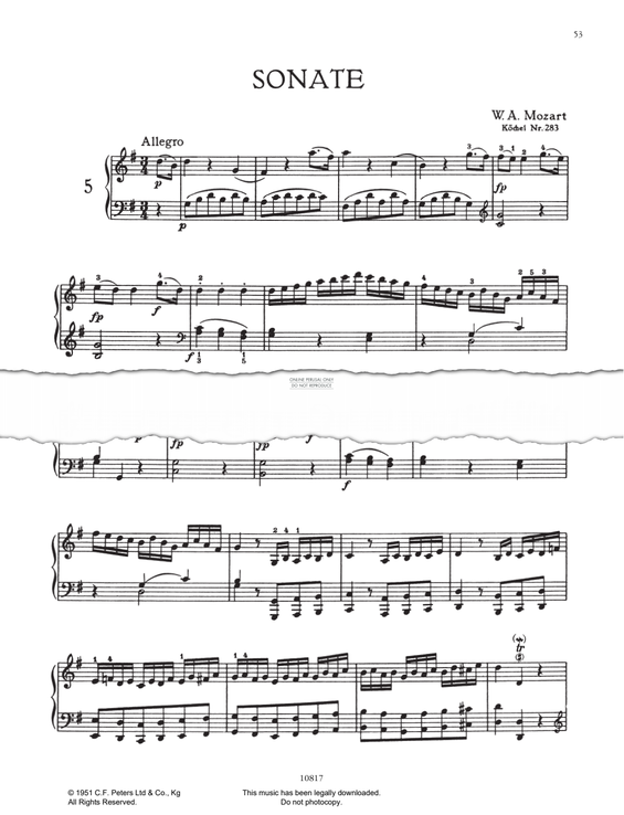 Produktgalerie: Seite 1 von 1 Piano Sonata No. 5 In G Major K283, Wolfgang Amadeus Mozart, Klavier