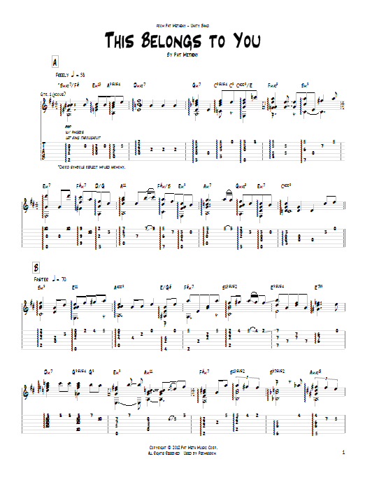 Product gallery: Page 1 of 1 This Belongs To You, Pat Metheny