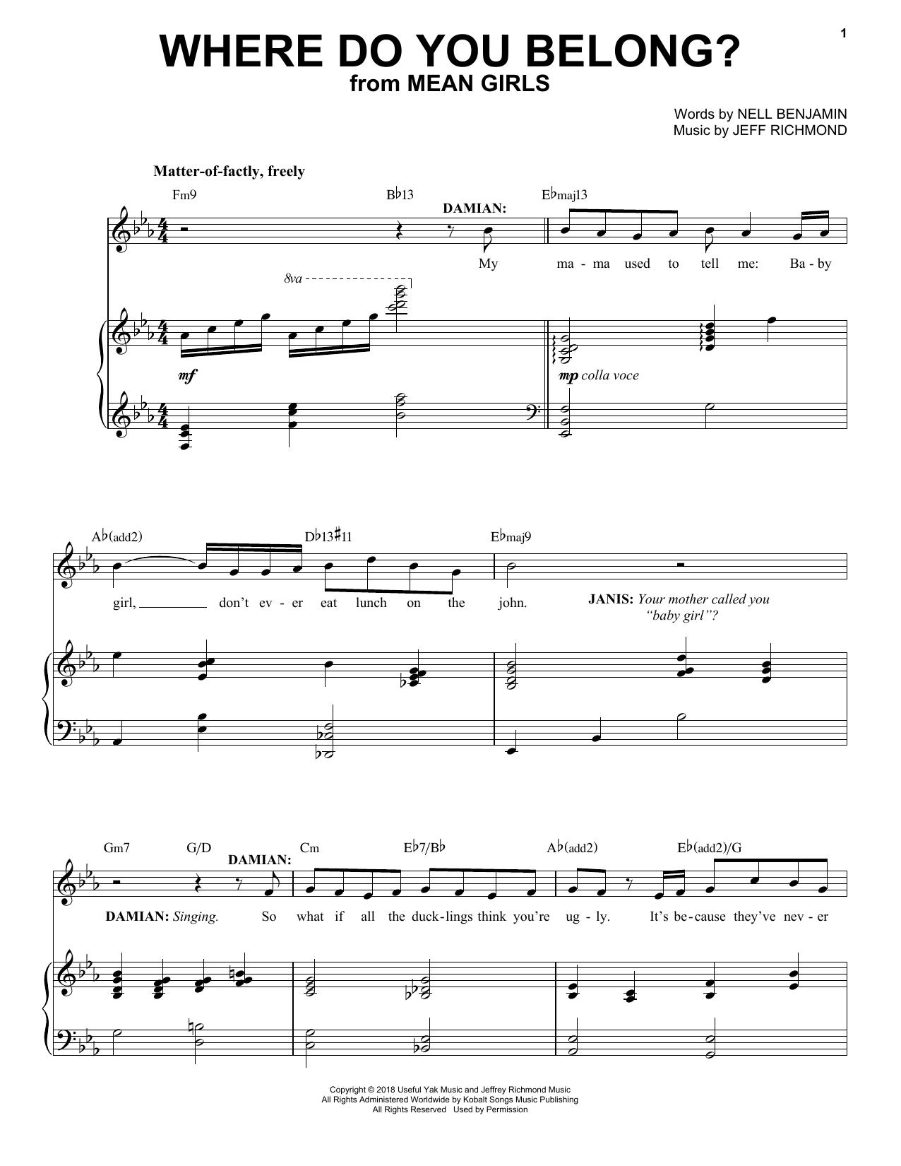 Produktbild zu: Where Do You Belong? (from Mean Girls: The Broadway Musical)