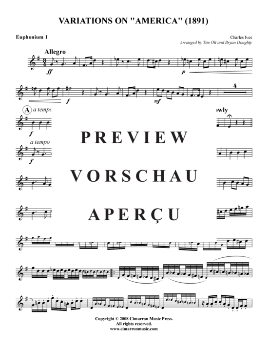 Product gallery: Page 13 of 21 Variations on America (1891) , ,  (Tuba Quartet: 2x Baritone, 2xTuba)