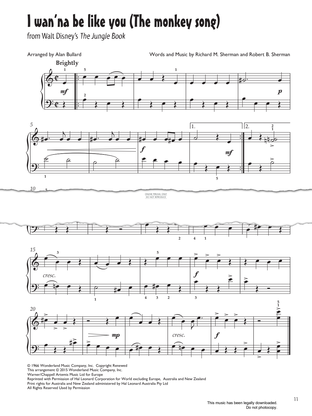Produktgalerie: Seite 1 von 1 I Wanna Be Like You (from 'The Jungle Book'), Richard M. Sherman, Klavier