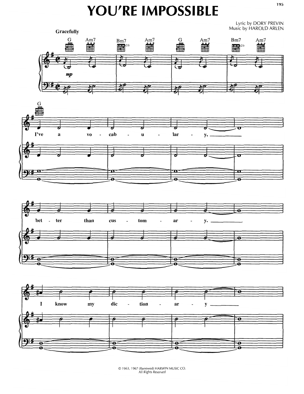 Produktgalerie: Seite 1 von 1 You're Impossible, Harold Arlen, Gesang, Gitarre, Klavier