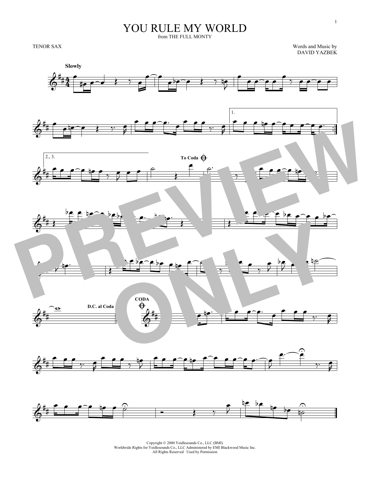 Product gallery: Page 1 of 1 You Rule My World (from The Full Monty), David Yazbek