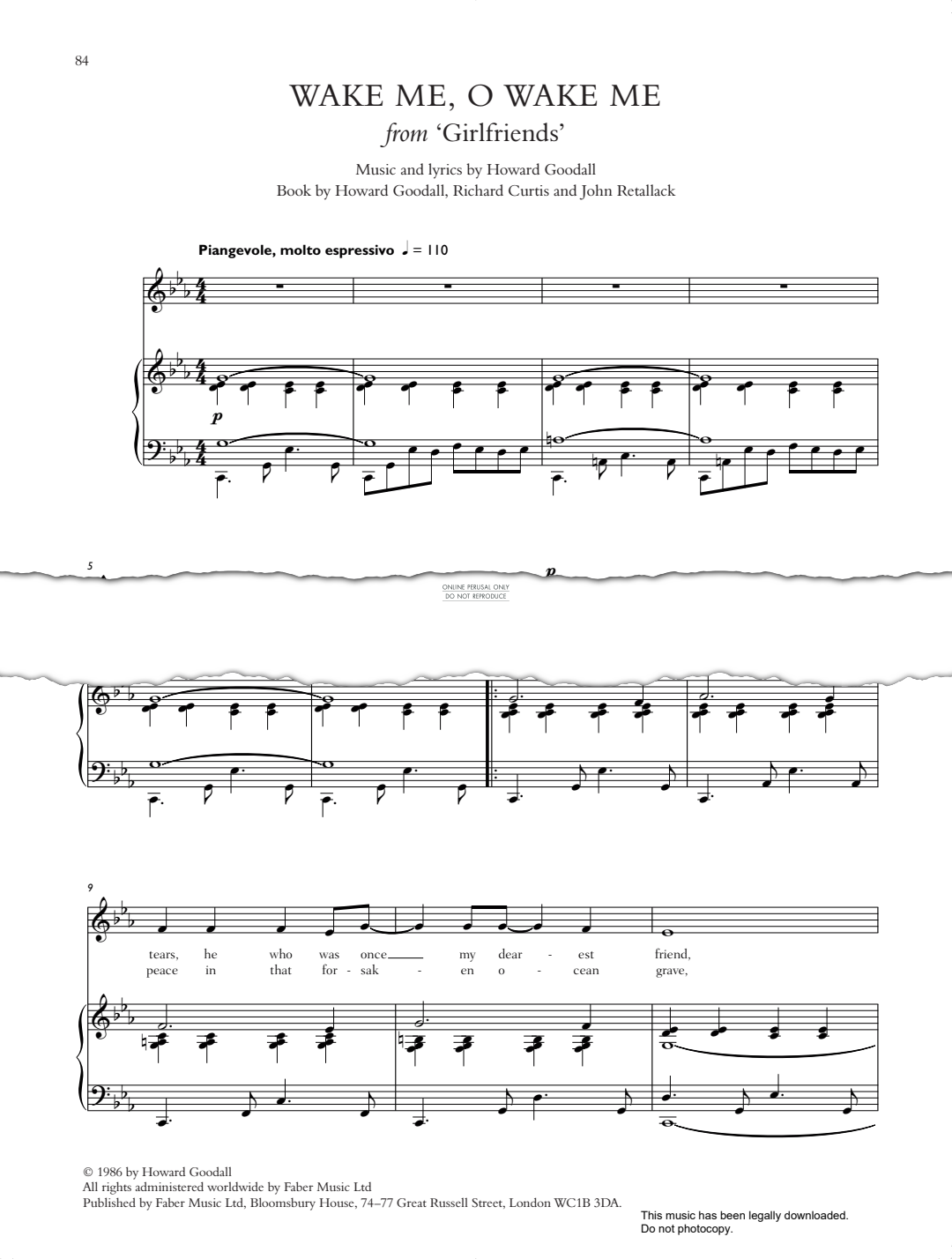 Produktgalerie: Seite 1 von 1 Wake Me, O Wake Me (from 'Girlfriends'), Howard Goodall, Gesang, Klavier