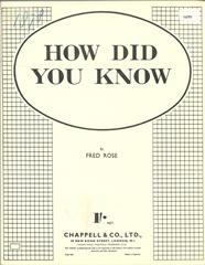 cover: How Did You Know, Fred Rose