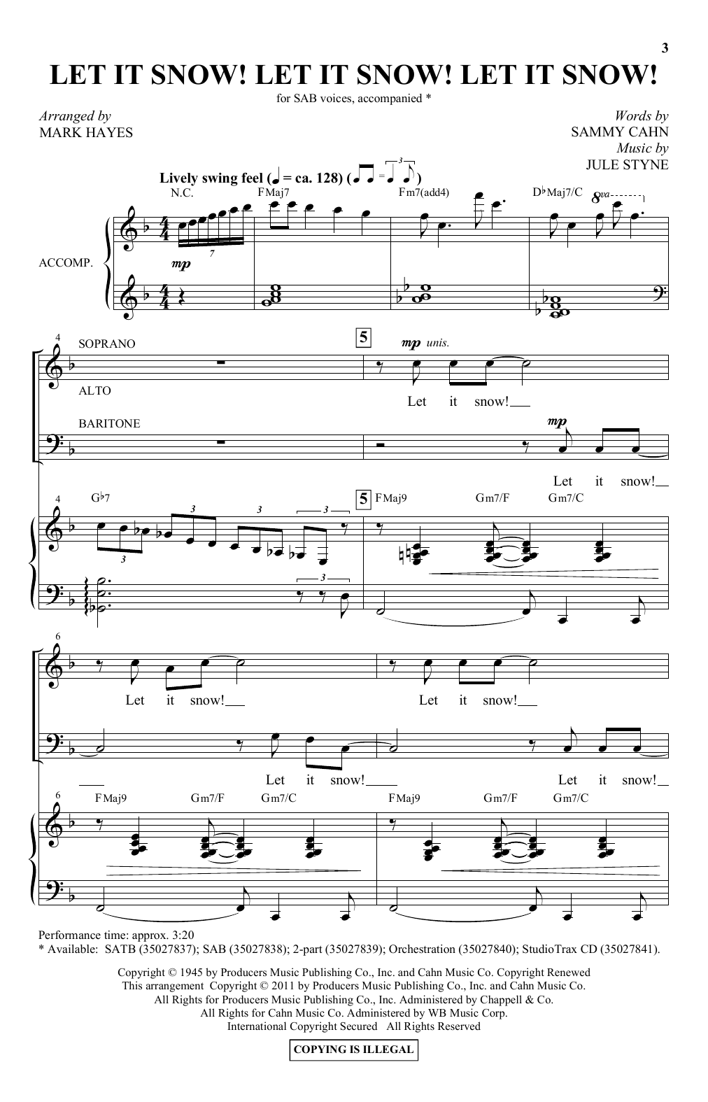 Produktbild zu: Let It Snow! Let It Snow! Let It Snow! (arr. Mark Hayes)
