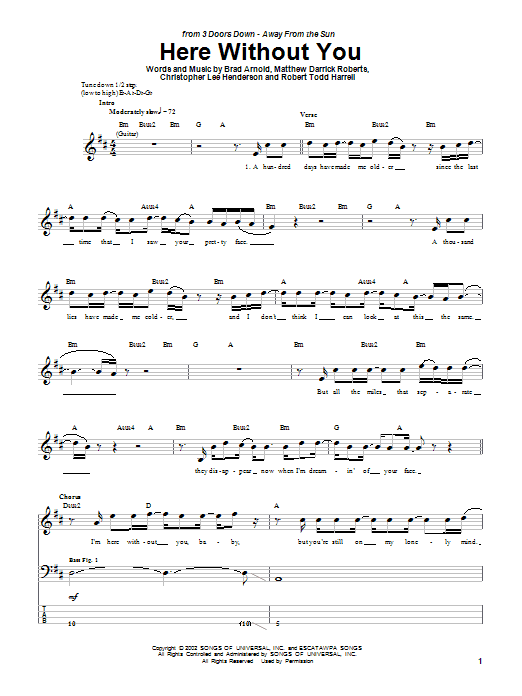 Produktgalerie: Seite 1 von 1 Here Without You, 3 Doors Down, E-Bass
