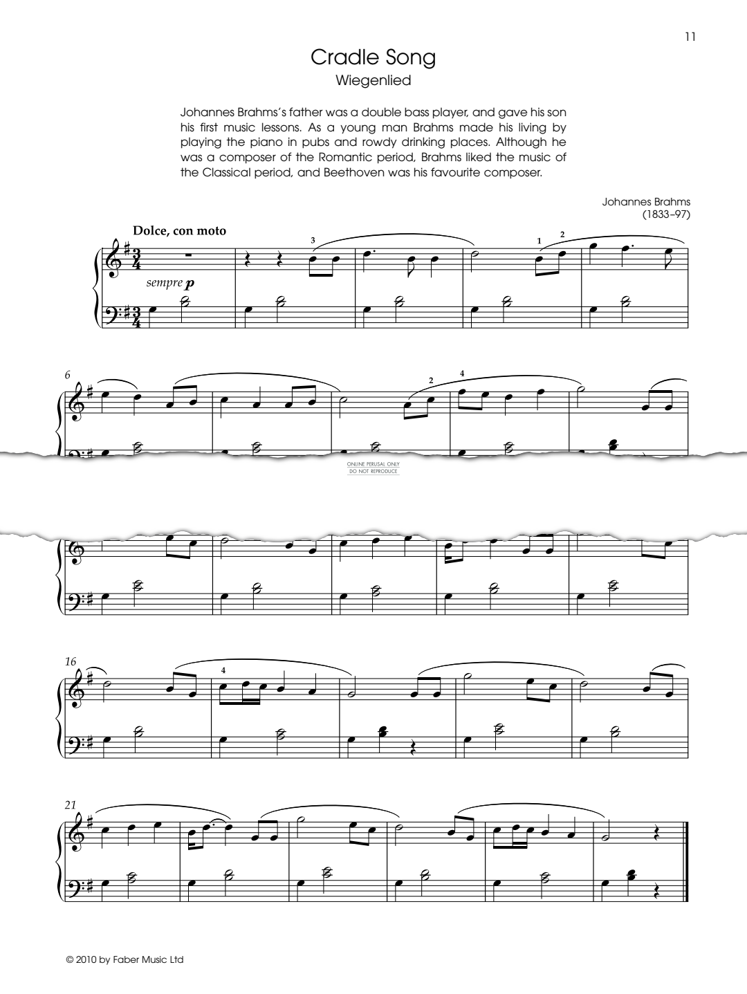 Produktgalerie: Seite 1 von 1 Cradle Song (Wiegenlied), Johannes Brahms, Klavier