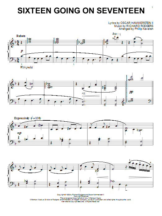 Product picture to: Sixteen Going On Seventeen (from The Sound Of Music) (arr. Phillip Keveren)