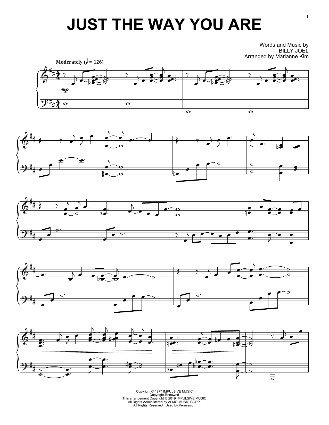 Produktbild zu: Just The Way You Are (arr. Marianne Kim)