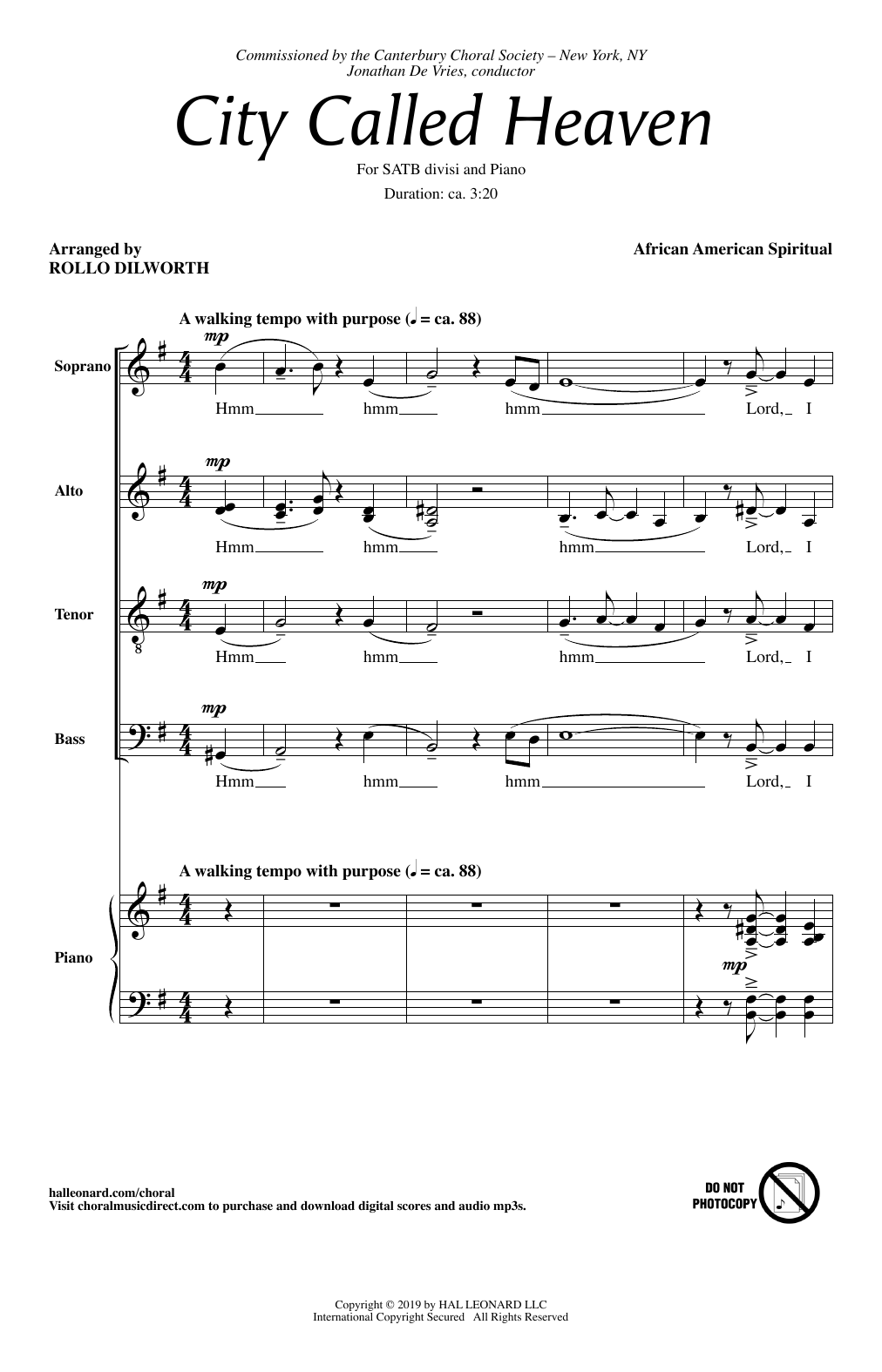 Product picture to: City Called Heaven (arr. Rollo Dilworth)