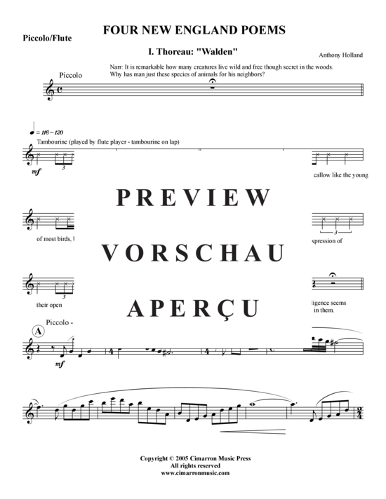 Product gallery: Page 18 of 21 Four New England Poems , , (flute + percussion)