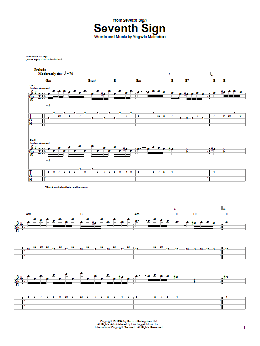 Produktgalerie: Seite 1 von 1 Seventh Sign, Yngwie Malmsteen, Gitarre